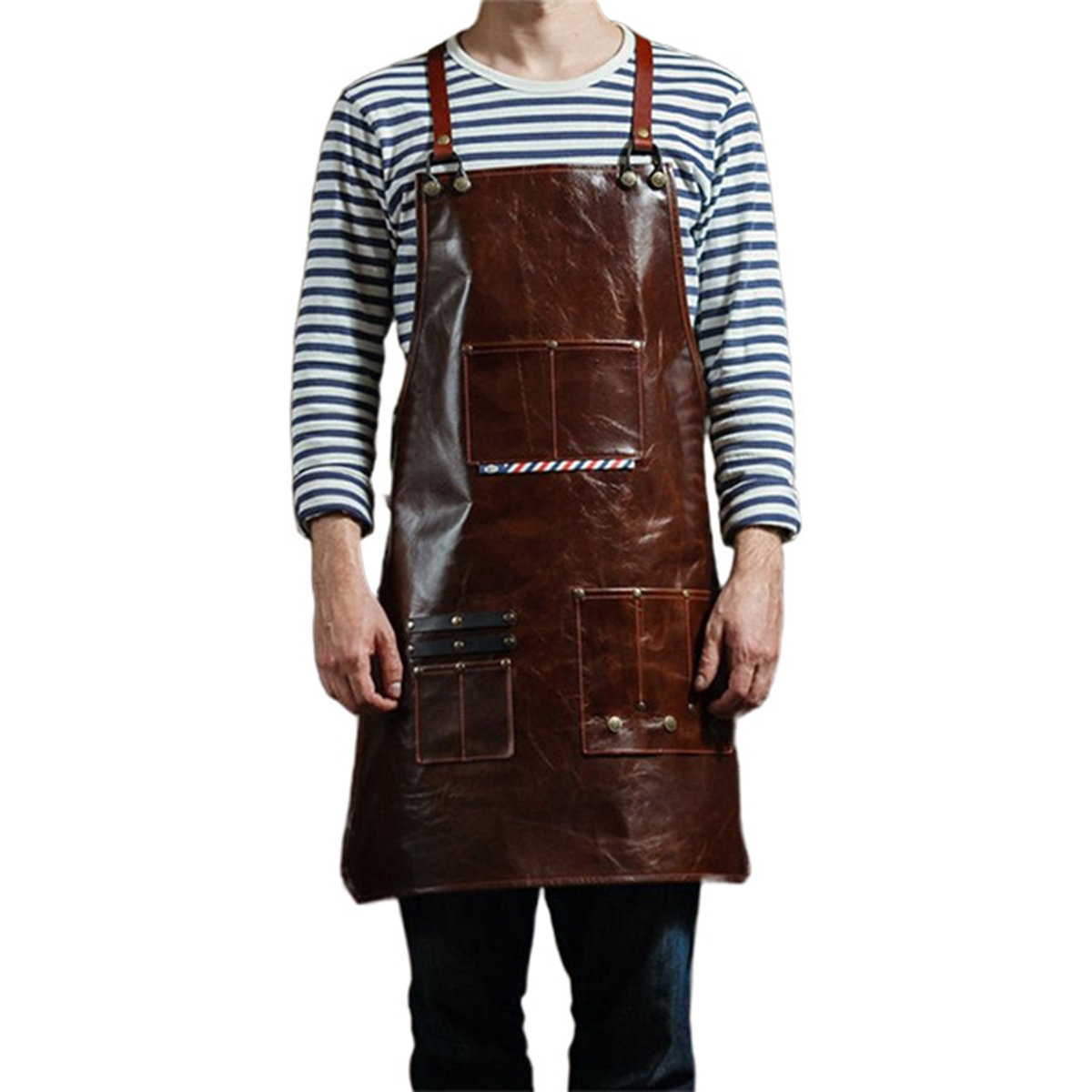 Men's Leather Work Apron with  - Workshop Cleaning Tools ulasan dan harga